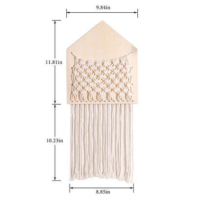 Home Decoration Wood Mesh Pocket Cotton Thread Weaving Small Fresh Living Room Study Wall Hanging Wall Decoration