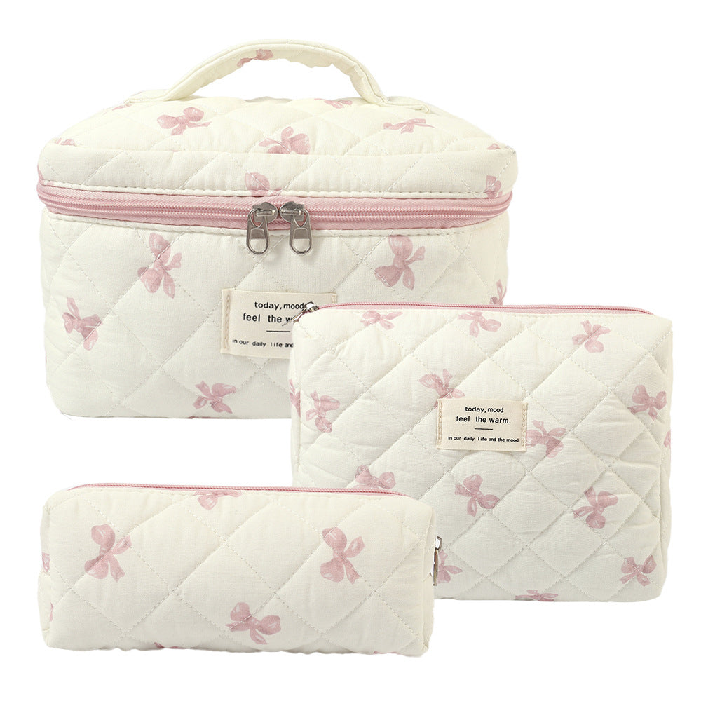 Storage Organizer Floral Quilted Makeup Bags Cotton Padded Cosmetic Bag Large Travel Toiletry Bag Women Zipper Wash Bag