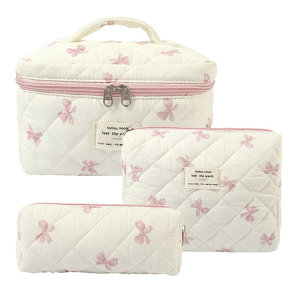 Storage Organizer Floral Quilted Makeup Bags Cotton Padded Cosmetic Bag Large Travel Toiletry Bag Women Zipper Wash Bag