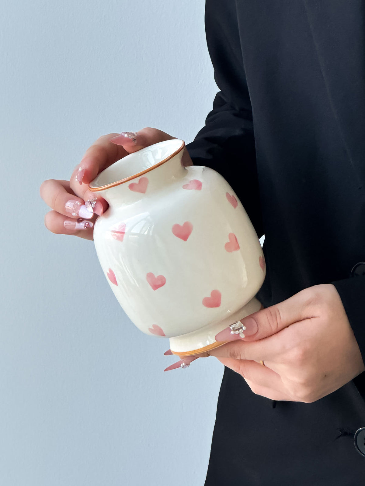 Heart-Pattern Ceramic Vase
