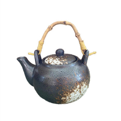 Ceramic Tea Kettle with Bamboo Handle, Hand-Painted, Commercial Use, Large Capacity, Teapot with Lifting Spout, Tabletop Design