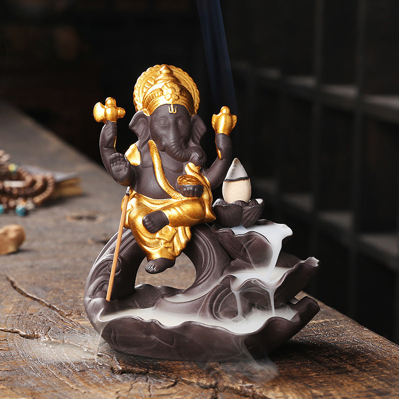 Purple Sand Backflow Incense Burner Like God Ornaments Incense Burner Zen Alpine Running Water Household Sandalwood Incense Burner Line Incense Plug