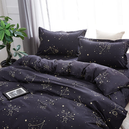 Star Print Microfiber Bedding Set – 4 Pieces