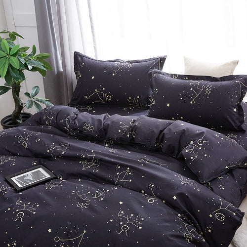 Star Print Microfiber Bedding Set – 4 Pieces