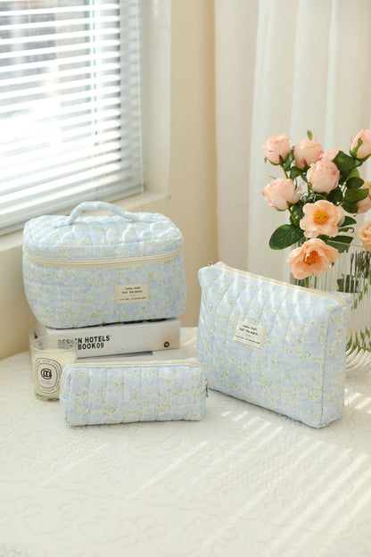 Storage Organizer Floral Quilted Makeup Bags Cotton Padded Cosmetic Bag Large Travel Toiletry Bag Women Zipper Wash Bag