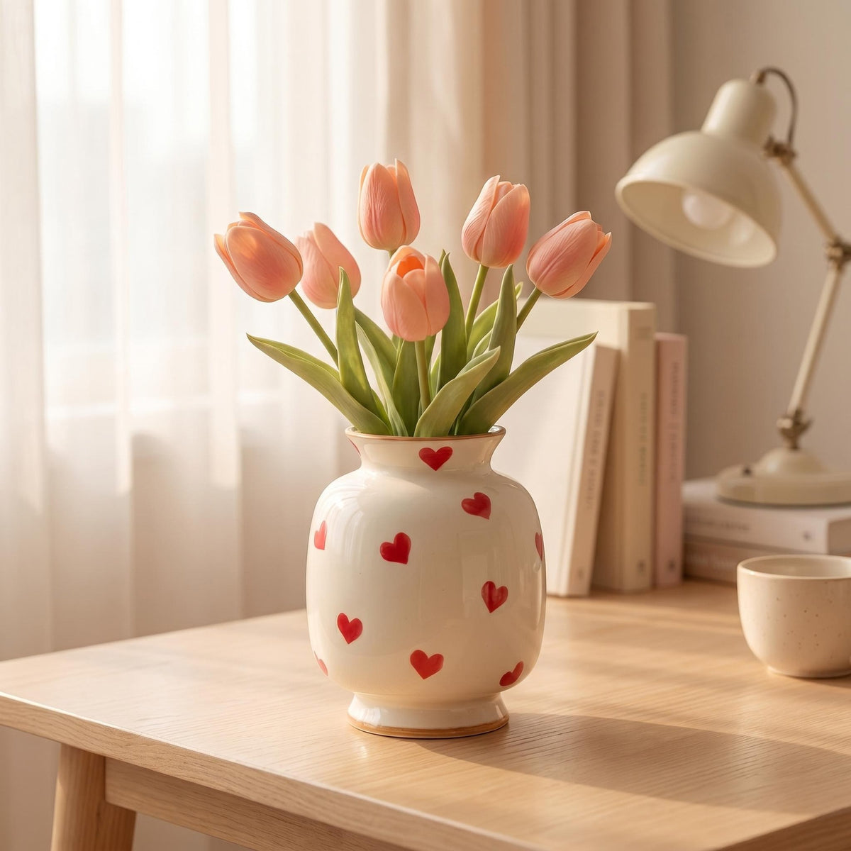 Heart-Pattern Ceramic Vase
