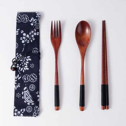 Japanese Style Long Handled Spoons, Forks, Chopsticks, Three Piece Set Of Wooden Portable Tableware, Chopsticks, Spoons, Set