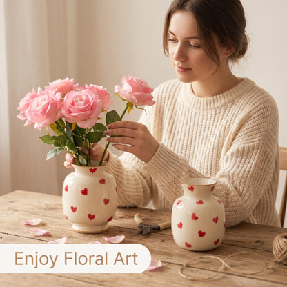 Heart-Pattern Ceramic Vase