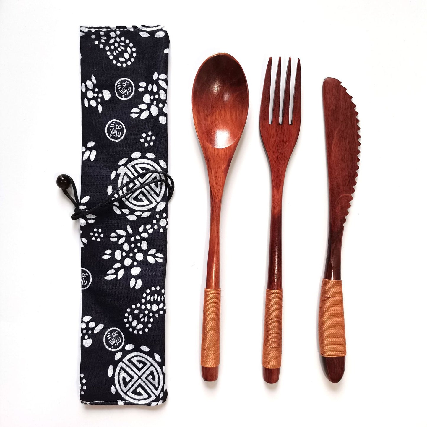 Japanese Style Long Handled Spoons, Forks, Chopsticks, Three Piece Set Of Wooden Portable Tableware, Chopsticks, Spoons, Set