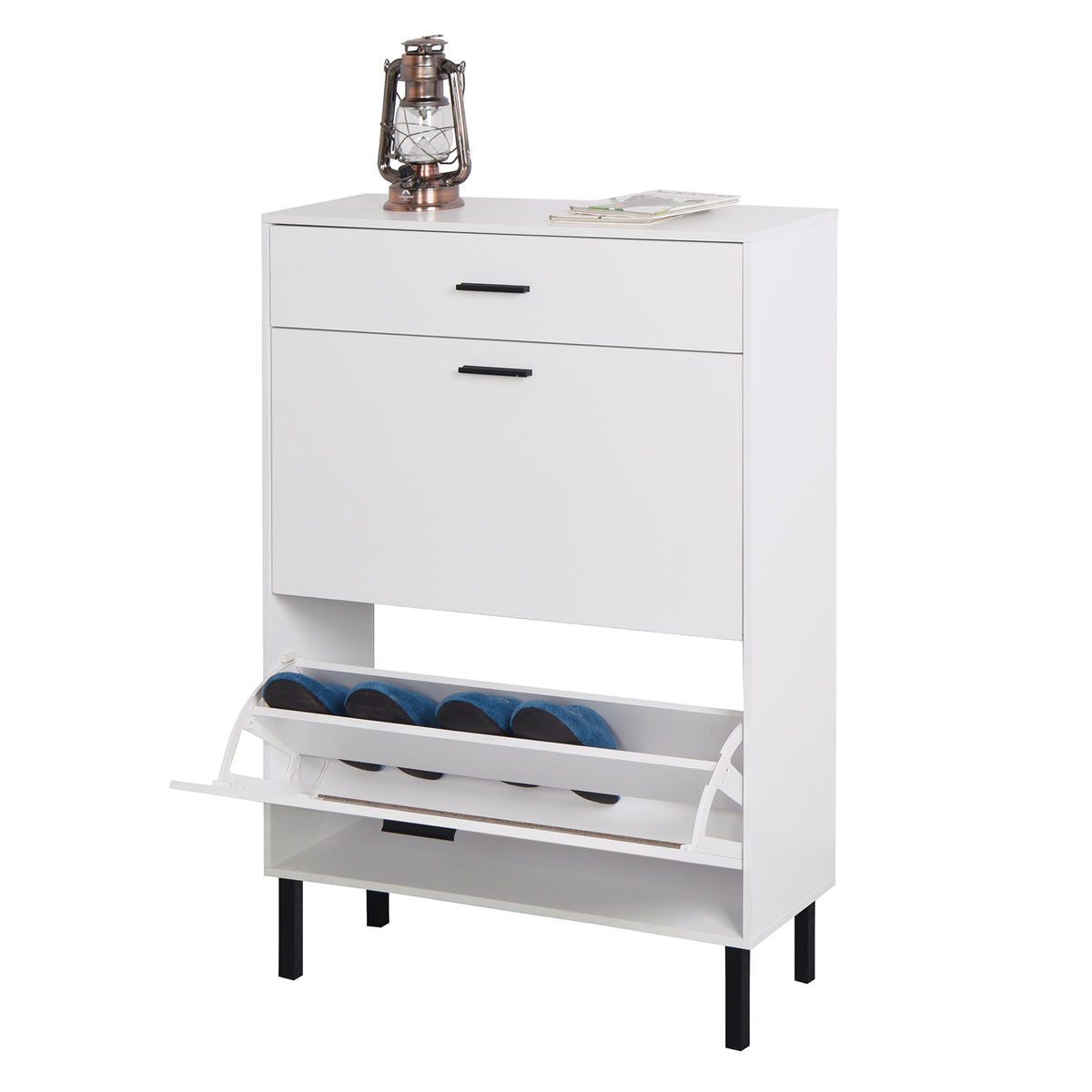 Shoe Cabinet with Two Flip Drawers