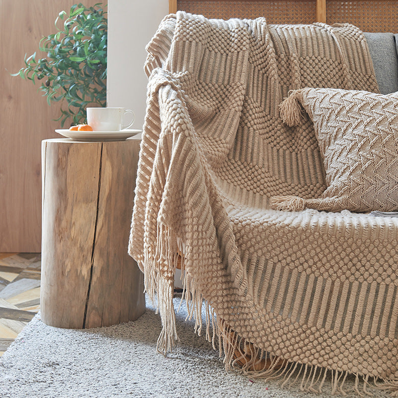 INS Simple Solid Color Air-Conditioning Blanket Blanket Sofa Blanket Office Nap Blanket Homestay Decorative Blanket Thick Winter Style