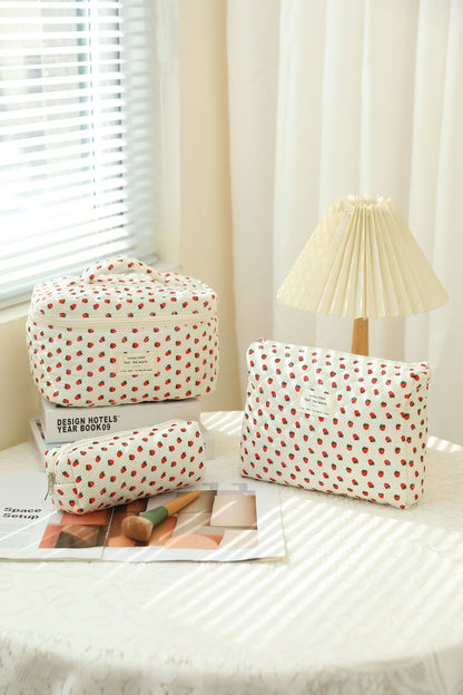 Storage Organizer Floral Quilted Makeup Bags Cotton Padded Cosmetic Bag Large Travel Toiletry Bag Women Zipper Wash Bag