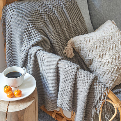 INS Simple Solid Color Air-Conditioning Blanket Blanket Sofa Blanket Office Nap Blanket Homestay Decorative Blanket Thick Winter Style