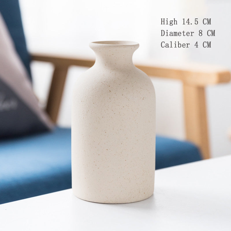 Simple Retro Frosted Ceramic Vase, Coarse Ceramic Round Bottle, Creative Home Decoration, Nordic Pastoral Style Handicrafts