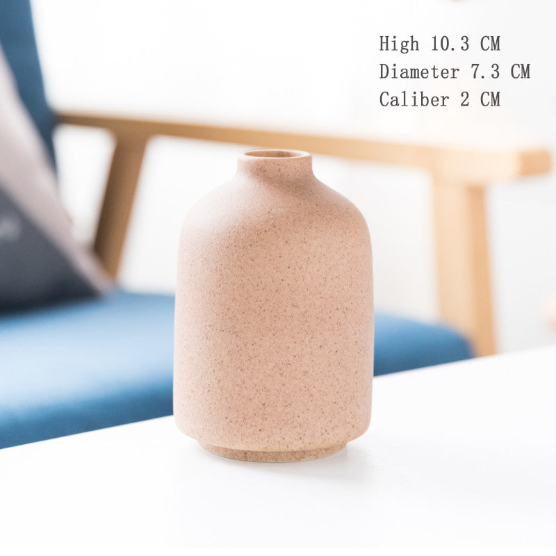 Simple Retro Frosted Ceramic Vase, Coarse Ceramic Round Bottle, Creative Home Decoration, Nordic Pastoral Style Handicrafts