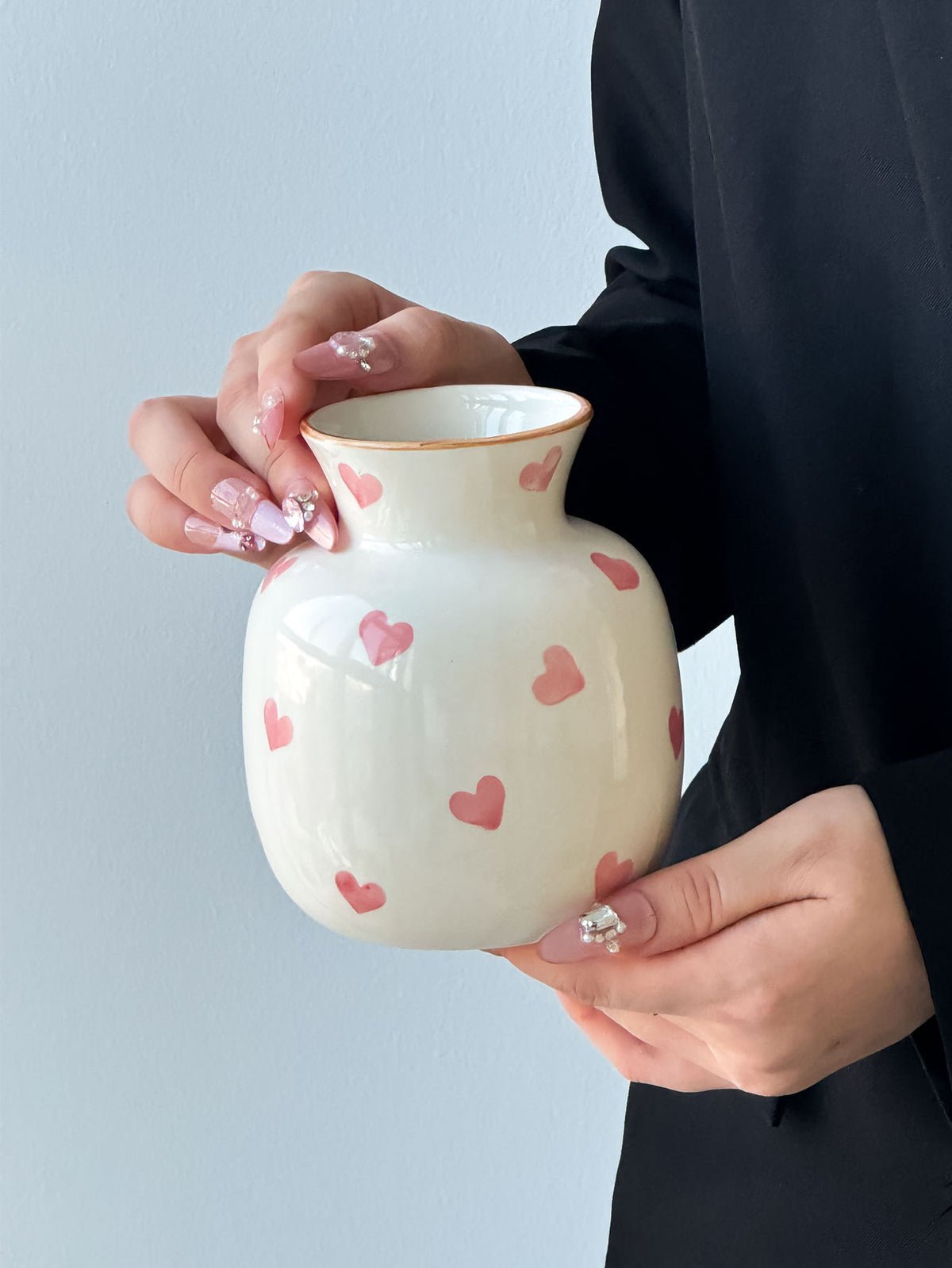 Heart-Pattern Ceramic Vase