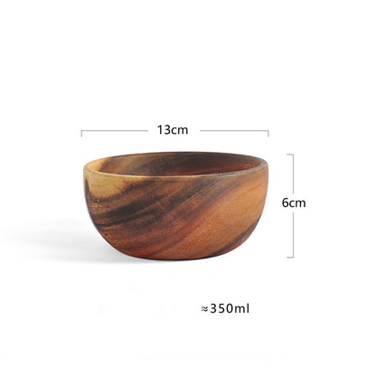Shallow Solid Wood Serving Bowl