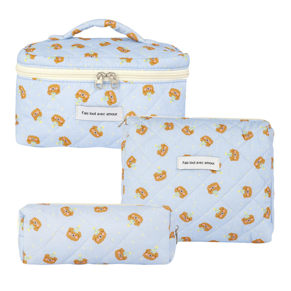 Storage Organizer Floral Quilted Makeup Bags Cotton Padded Cosmetic Bag Large Travel Toiletry Bag Women Zipper Wash Bag
