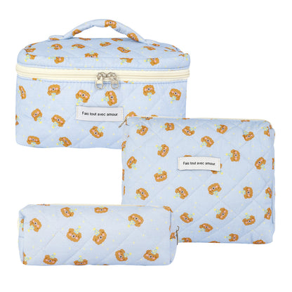 Storage Organizer Floral Quilted Makeup Bags Cotton Padded Cosmetic Bag Large Travel Toiletry Bag Women Zipper Wash Bag