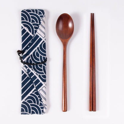 Japanese Style Long Handled Spoons, Forks, Chopsticks, Three Piece Set Of Wooden Portable Tableware, Chopsticks, Spoons, Set
