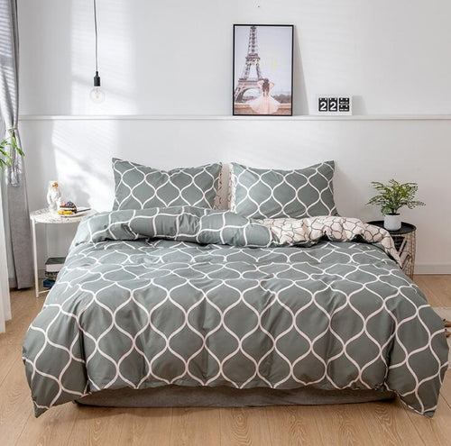 Black, Grey & White Geometric Duvet Cover Set