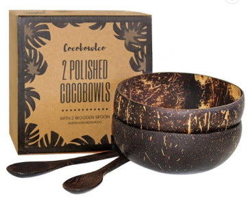 Net Red Creative Log Hanging Carved Coconut Bowl Coconut Bowl Set Fruit Salad Light Food Bowl