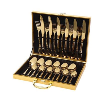 Gold-Tone Stainless Steel Cutlery – Set of 24