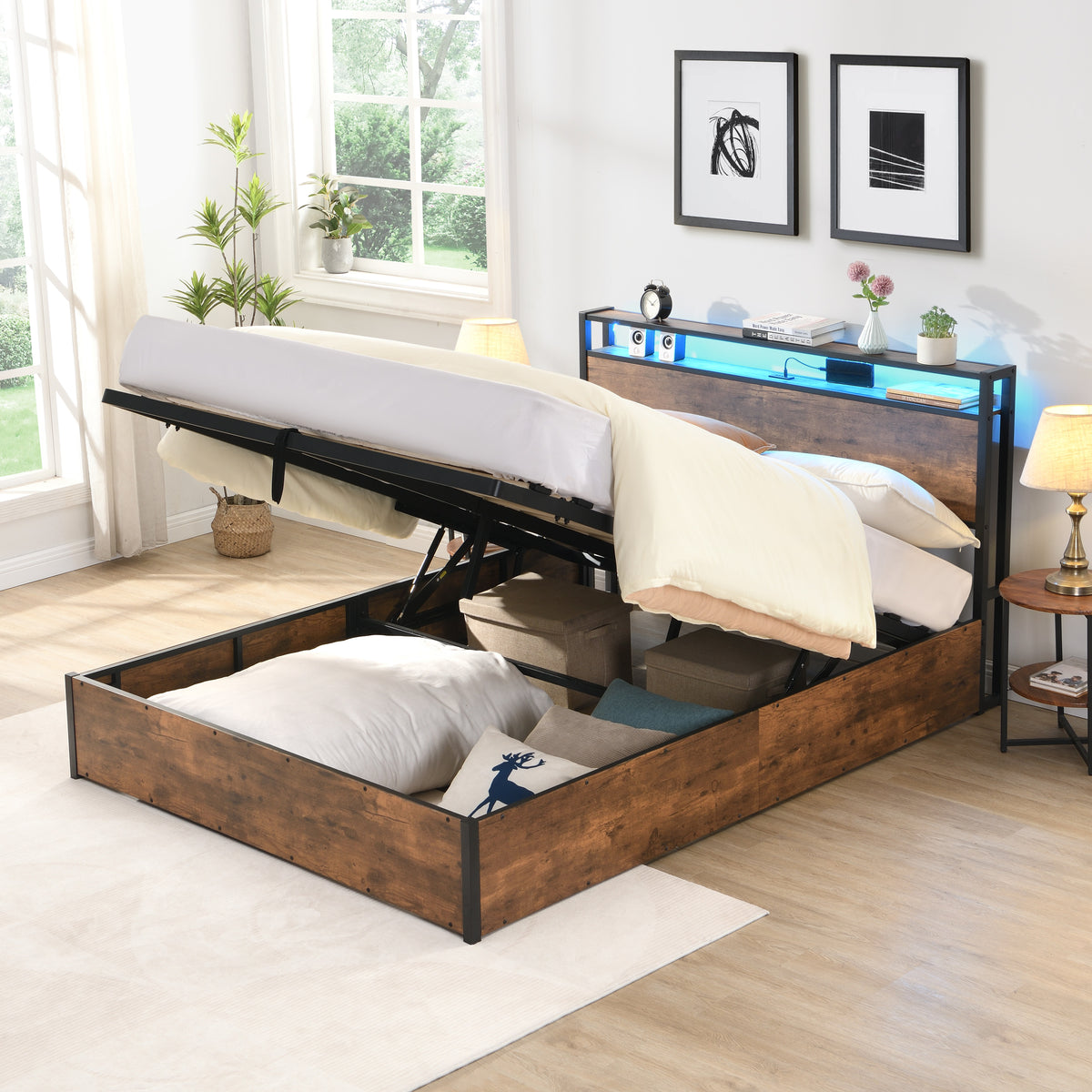 Full-Size Lift-Up Storage Bed Frame