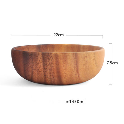 Shallow Solid Wood Serving Bowl