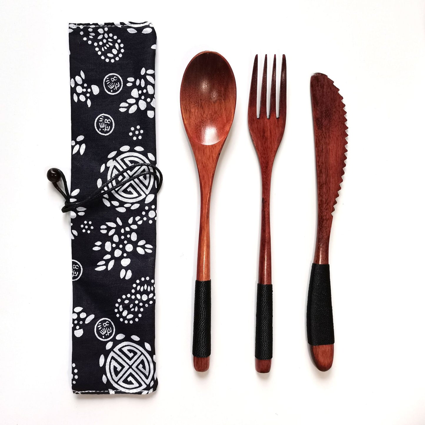 Japanese Style Long Handled Spoons, Forks, Chopsticks, Three Piece Set Of Wooden Portable Tableware, Chopsticks, Spoons, Set