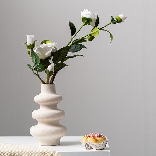 Modison's Creative New Style Plain Fired Vase Frosted Grain Flower Arranger Ceramic Wedding Living Room Decoration