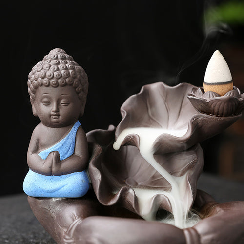 Creative Lotus Drawing Gold Small Tathagata Waterfall Backflow Incense Aromatherapy Stove Home Decoration