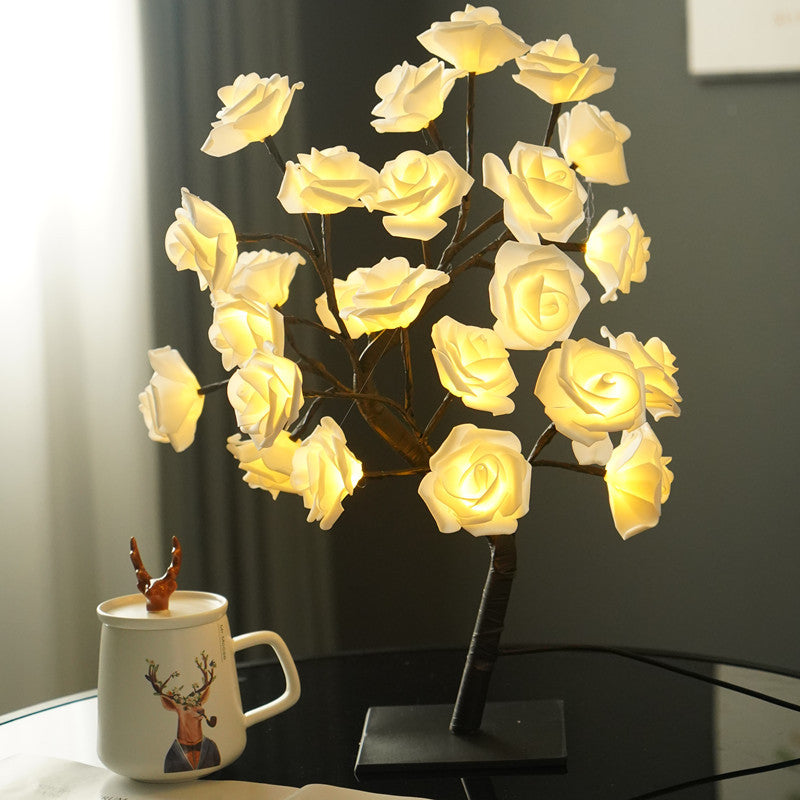 Led Rose Tree Bouquet Table Lamp Bedside Night Light USB Powered Home Decoration Exquisite Decoration Gift Lamp