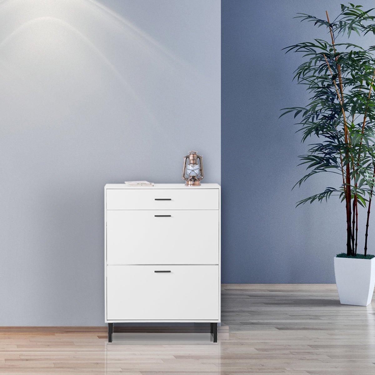 Shoe Cabinet with Two Flip Drawers