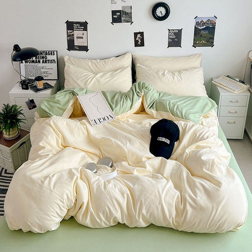 Two-Tone Cotton Bedding Set – 4 Pieces