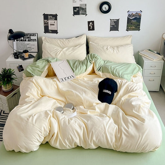 Two-Tone Cotton Bedding Set – 4 Pieces