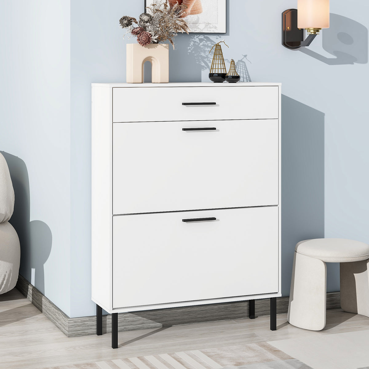 Shoe Cabinet with Two Flip Drawers