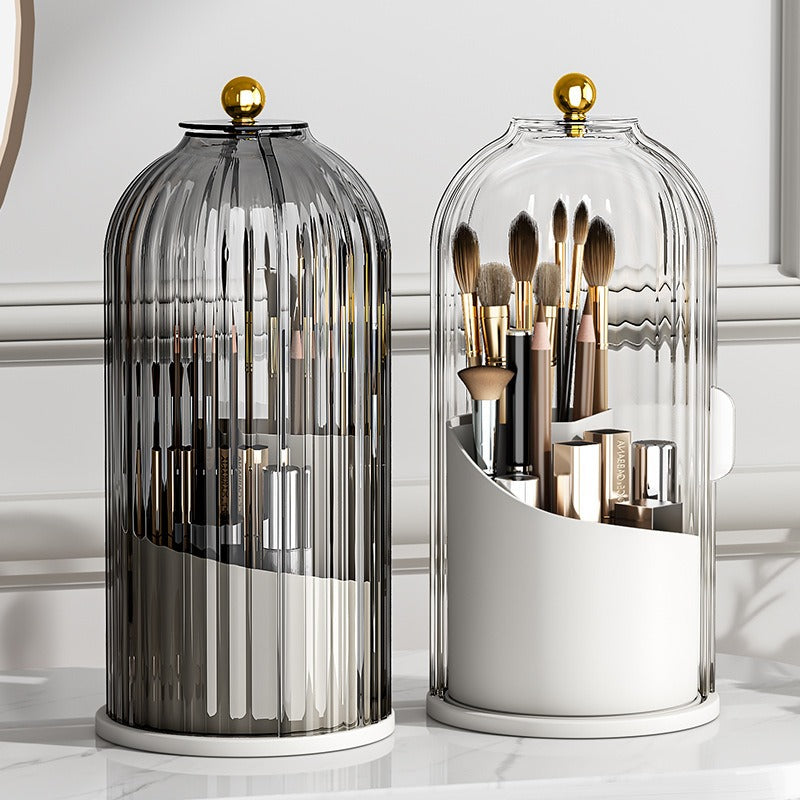 Birdcage Pen Holder Storage Rack Dust-proof Divided Desktop Cosmetic Storage Box