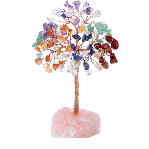 Crystal Gemstone Tree with Rose Quartz Base