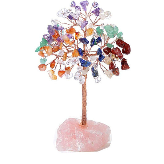 Crystal Gemstone Tree with Rose Quartz Base