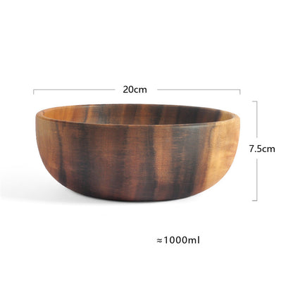 Shallow Solid Wood Serving Bowl