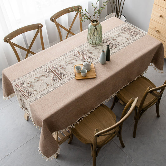 Patterned Linen-Style Tablecloth