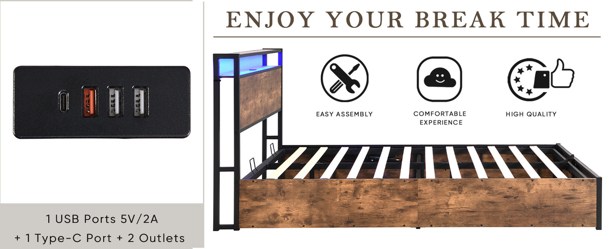 Full-Size Lift-Up Storage Bed Frame