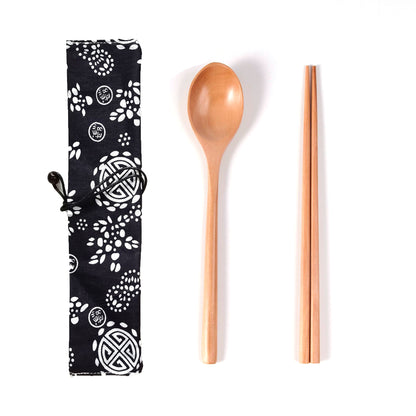 Japanese Style Long Handled Spoons, Forks, Chopsticks, Three Piece Set Of Wooden Portable Tableware, Chopsticks, Spoons, Set