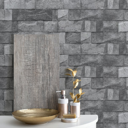 Funlife City Lights Thickened Brick Stickers American Industrial Style Gray Brick Home Waterproof Decorative Stickers