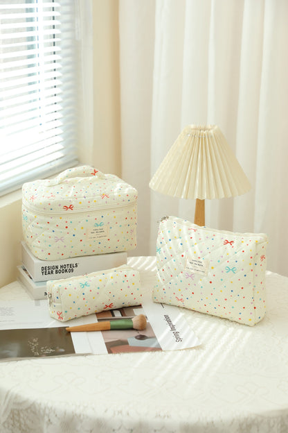 Storage Organizer Floral Quilted Makeup Bags Cotton Padded Cosmetic Bag Large Travel Toiletry Bag Women Zipper Wash Bag