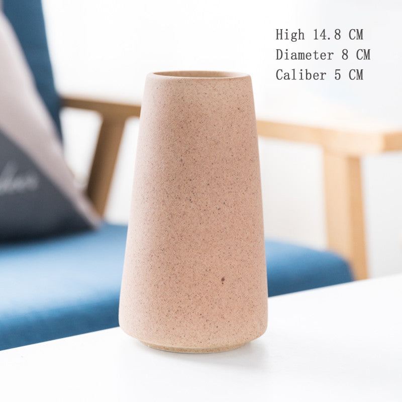 Simple Retro Frosted Ceramic Vase, Coarse Ceramic Round Bottle, Creative Home Decoration, Nordic Pastoral Style Handicrafts