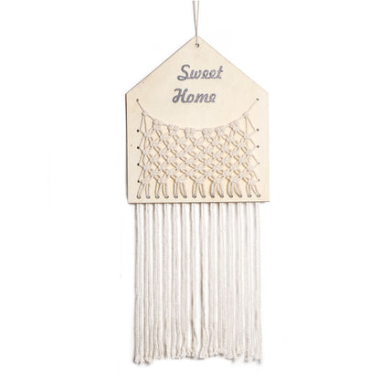 Home Decoration Wood Mesh Pocket Cotton Thread Weaving Small Fresh Living Room Study Wall Hanging Wall Decoration
