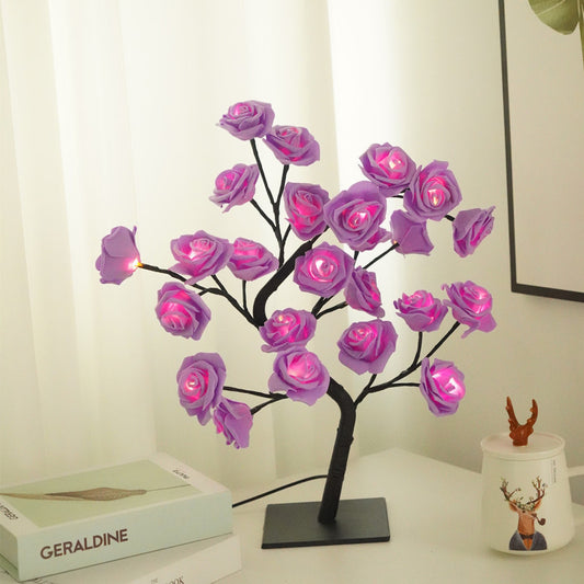 Led Rose Tree Bouquet Table Lamp Bedside Night Light USB Powered Home Decoration Exquisite Decoration Gift Lamp