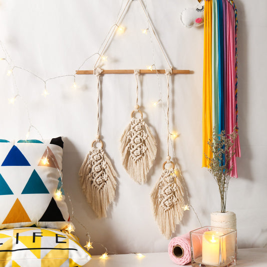 Handwoven INS Tassel Tapestry Cotton Thread Ornament Living Room Bedroom Bohemian Tapestry Pocket